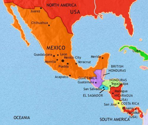 Amerika, Mexiko Karte - Mexico america map (Mittelamerika - Südamerika)