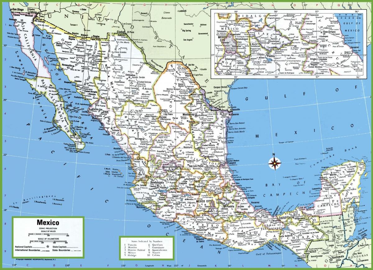 Mexiko Landkarte und Städte