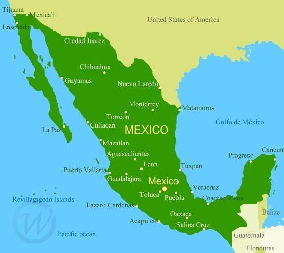 Karte von west-Küste, Mexiko