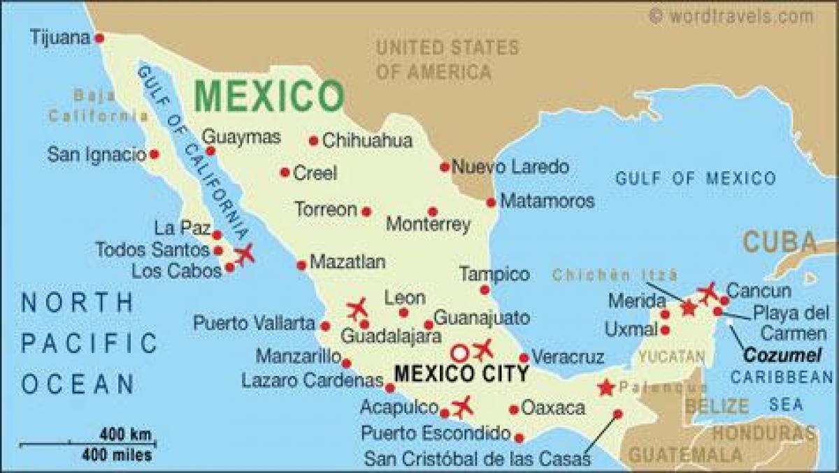 Karte der Flughäfen in Mexiko