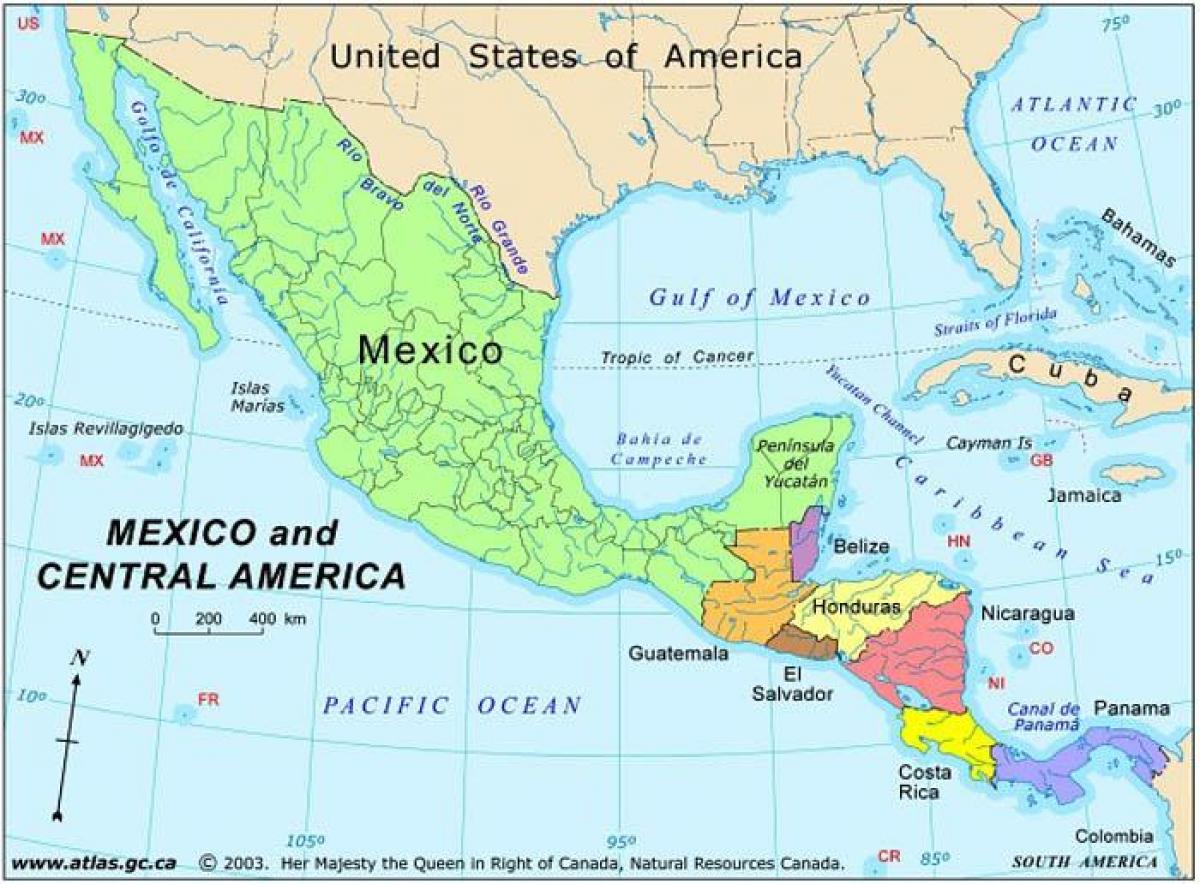 Karte Mexiko und zentral-Amerika