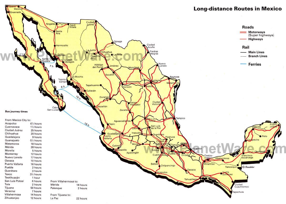 Autobahn Karte von Mexiko