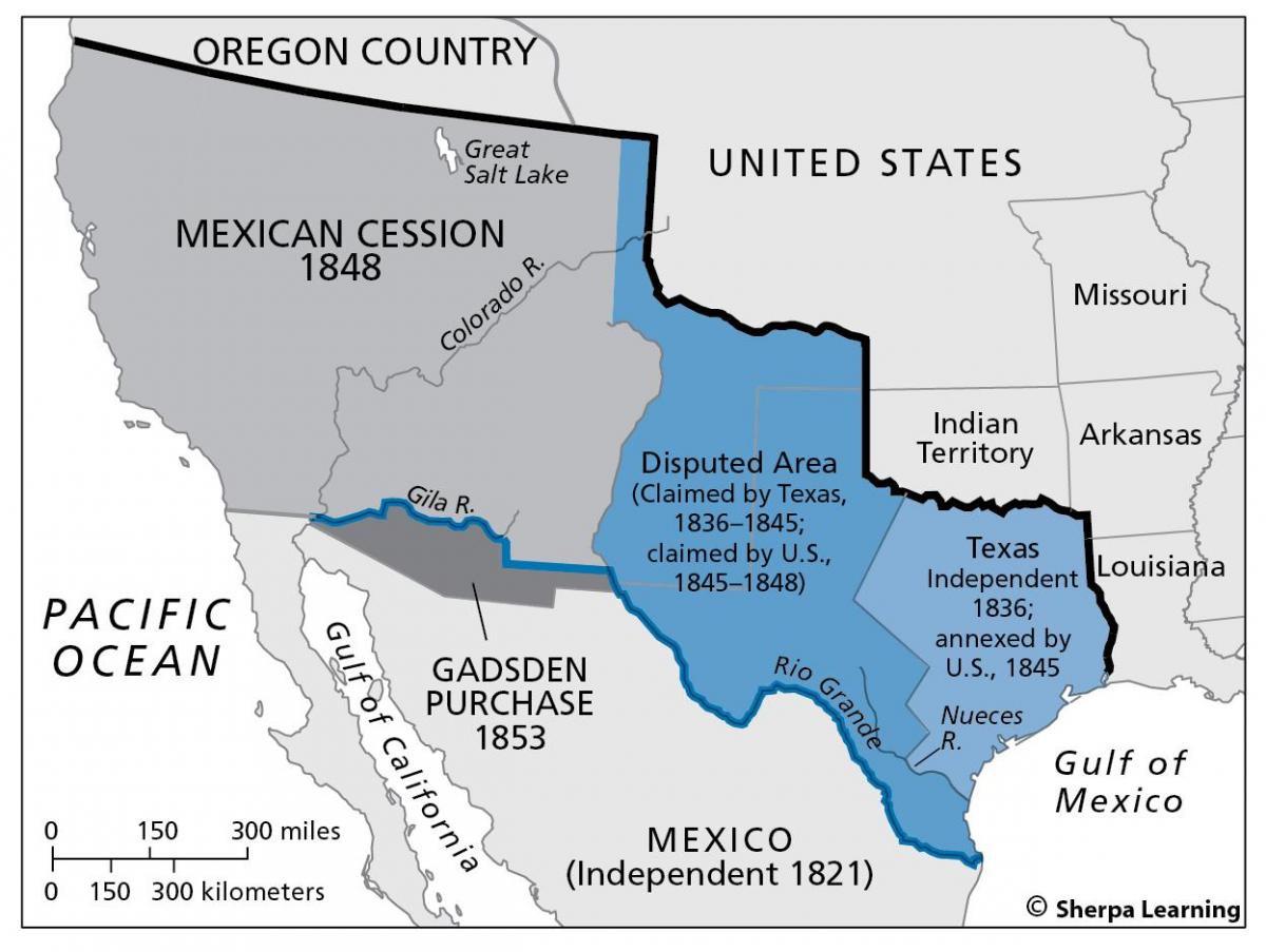 Karte der mexikanischen Abtretung