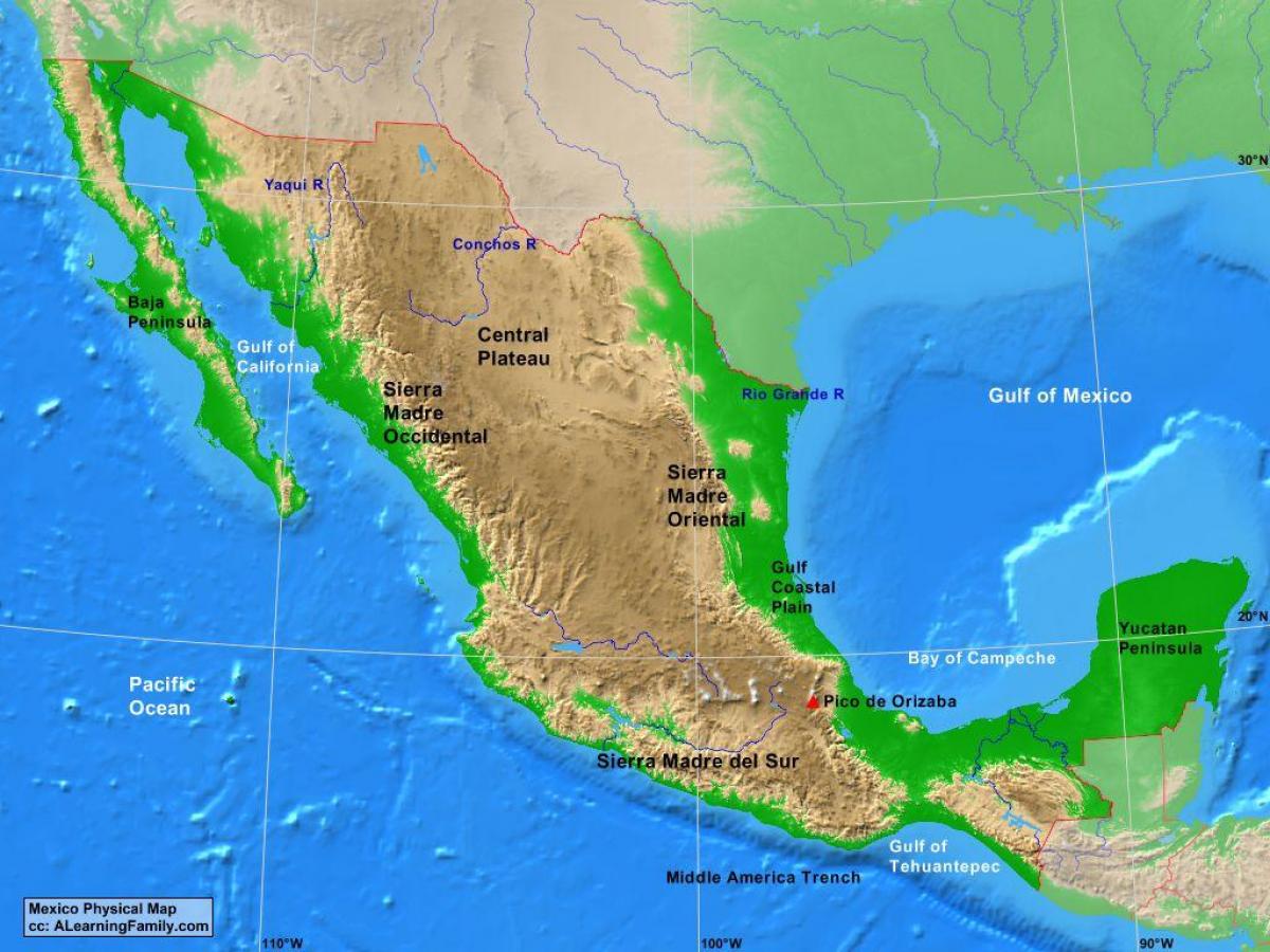 plateau von Mexico Karte