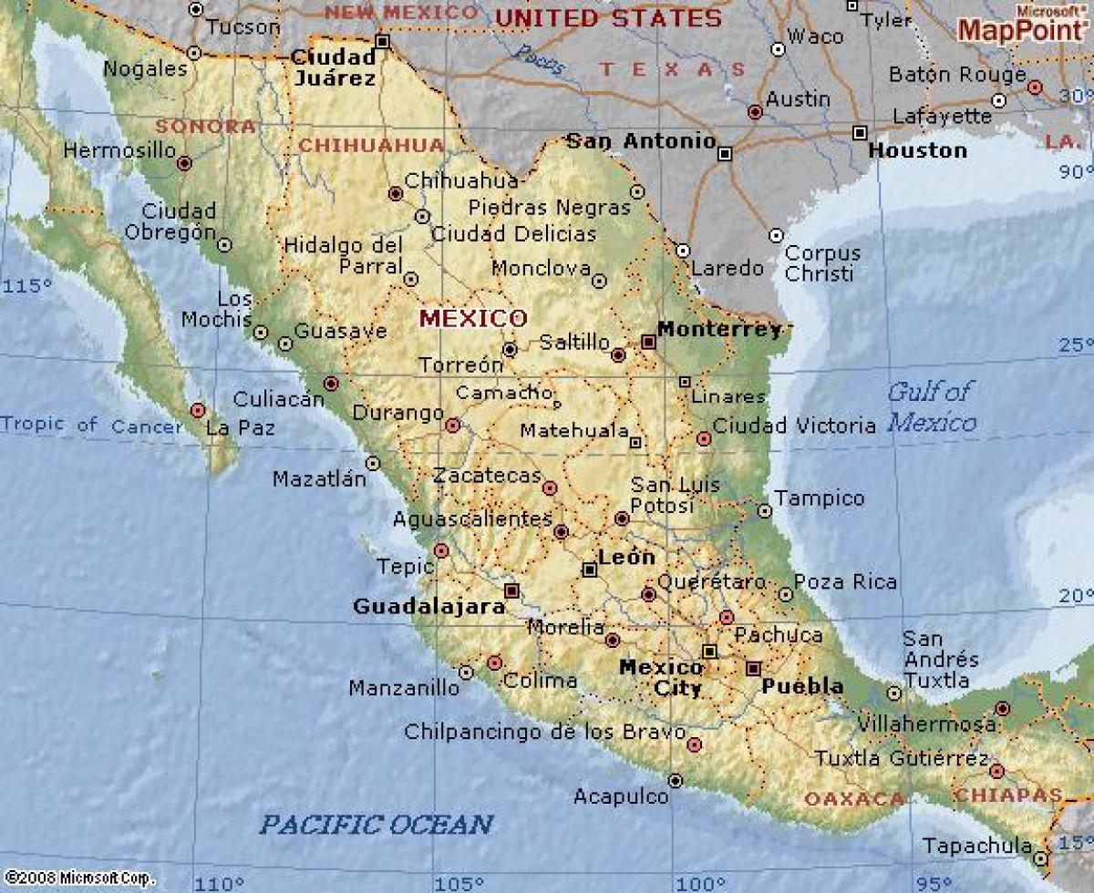 Geographie von Mexiko-map