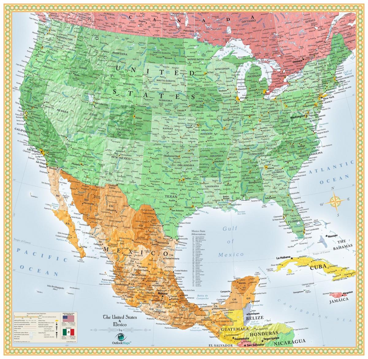 USA & Mexico Karte