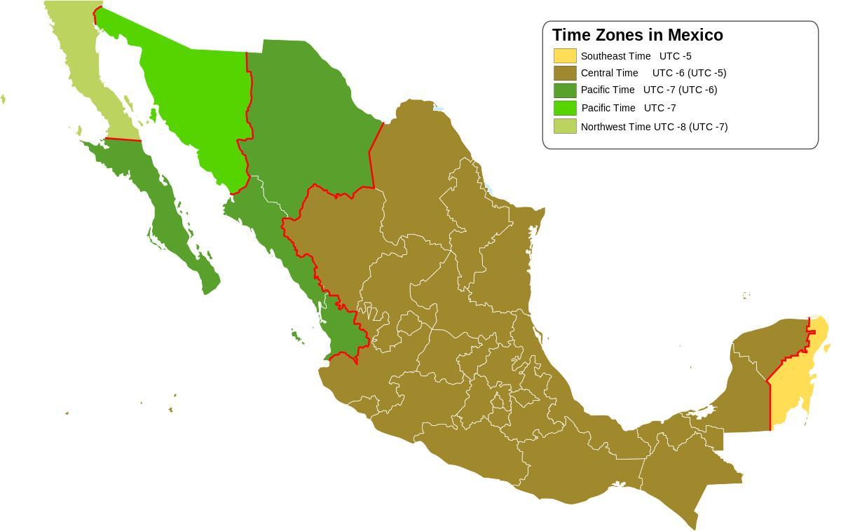 Zeitzone Karte Mexiko