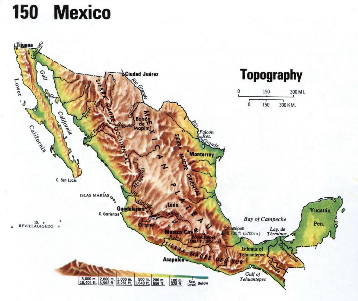 Topografische Karte Mexiko