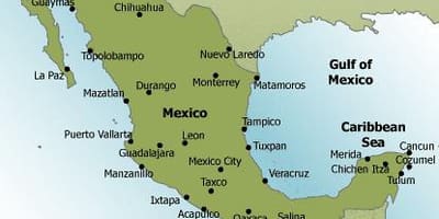 Strände in Mexiko-map