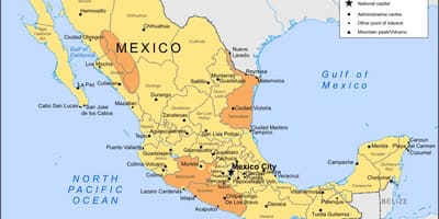 Karte Mexikos Westküste