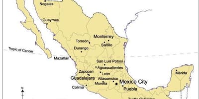 Landkarte der wichtigsten Städte in Mexiko