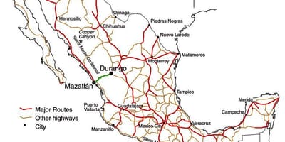 Mexikanische toll road map