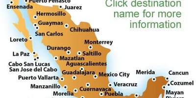 Resorts in Mexiko-map