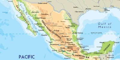 Physische Karte Mexiko