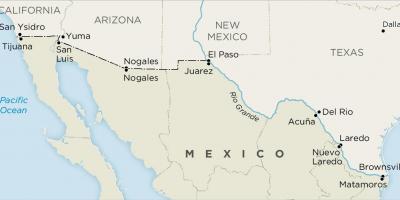 USA und Mexiko Grenze Karte
